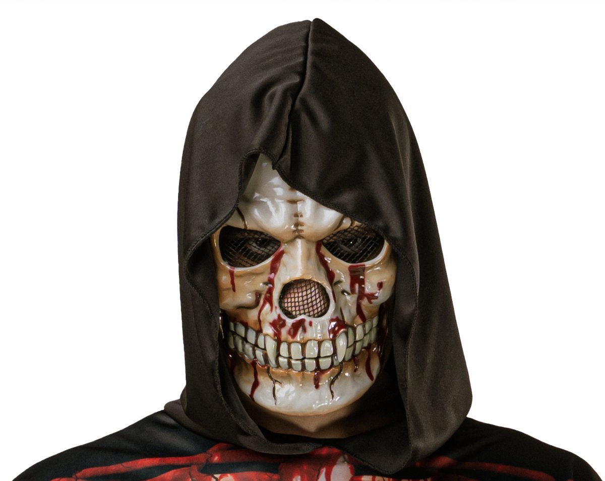 Joya Party® Bloederig Skelet Masker Volwassenen | Halloween Masker | Skull Mask met Bloed | Horror Masker | Doodshoofd Masker | Verkleed Accessoire | Elastische Band | One Size