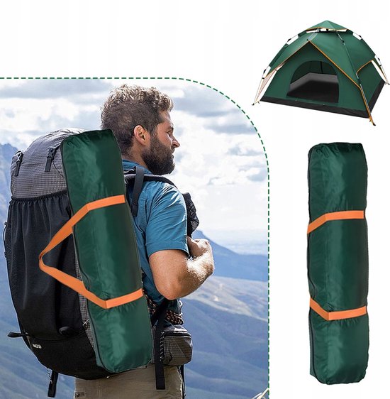 Kampeertent voor 3-4 Personen - Familietent met 2 Deuren - Waterdichte Oxford-stof met PU-coating - Fijnmazig Muggengaas - Ventilerend, Wind- en UV-werend - Snel Op te Zetten - Voor Kamperen, Wandelen, Strand en Festivals — afbeelding 2