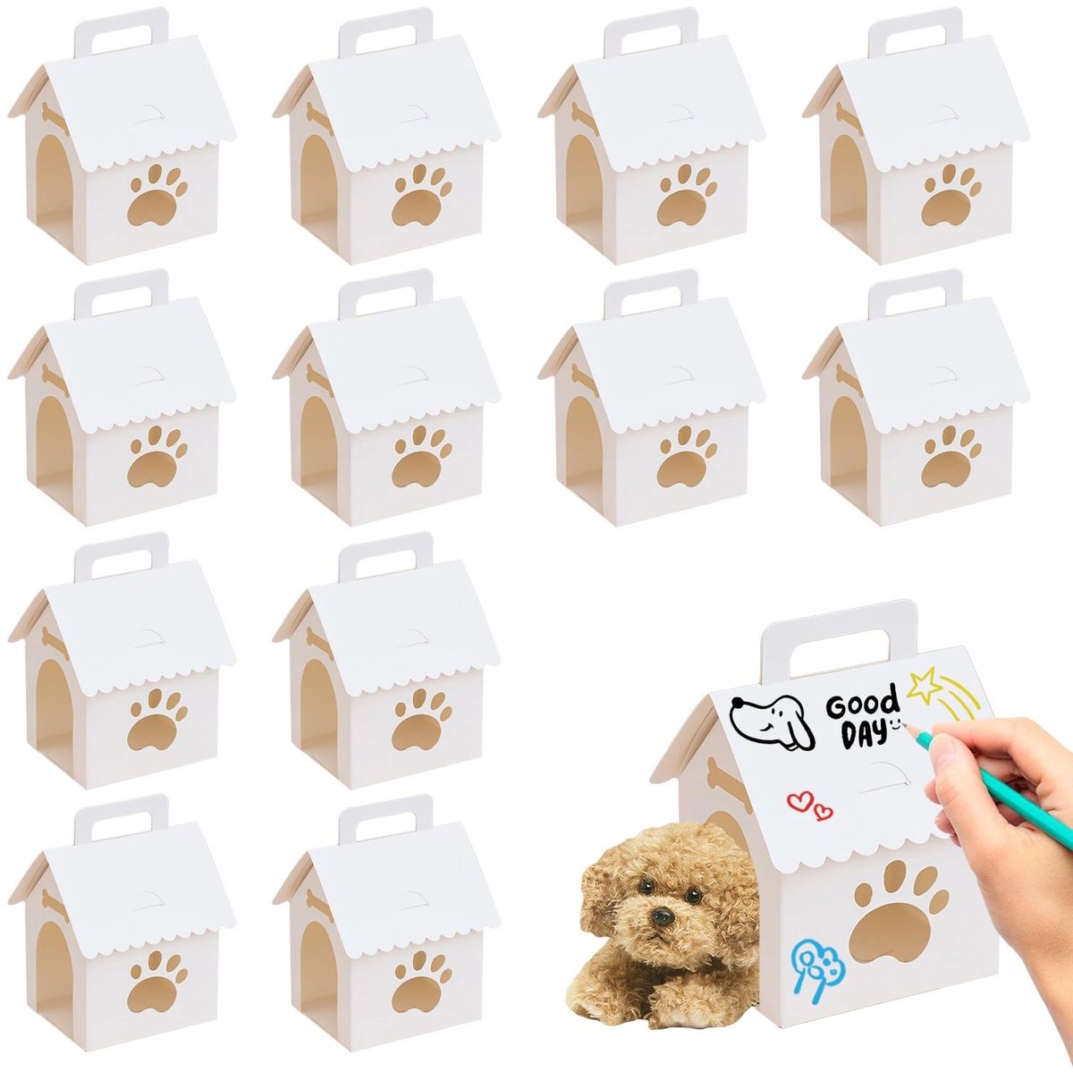 Solidchoice - Set van 12 DIY Hondenhuis Cadeauboxen voor Feesten