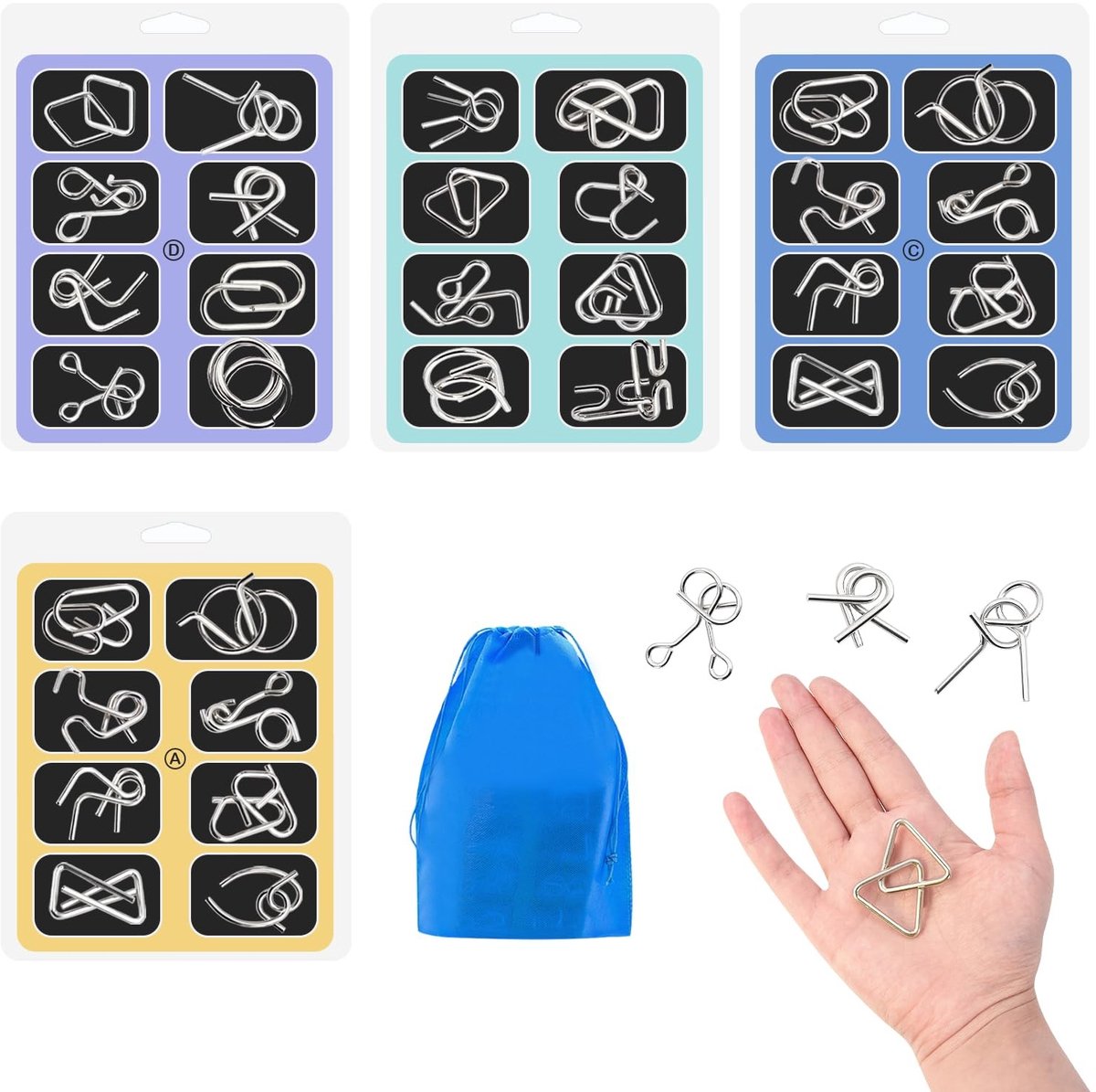 Solidchoice - Set van 32 Metalen Puzzels en Brainteasers