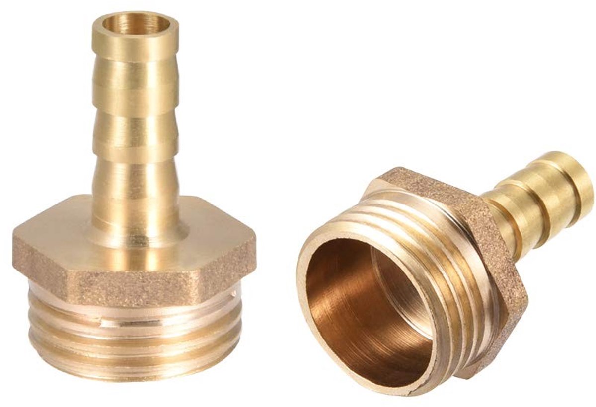 Solidchoice - Set van 2 Messing Slang Koppelingen met 8mm Barb