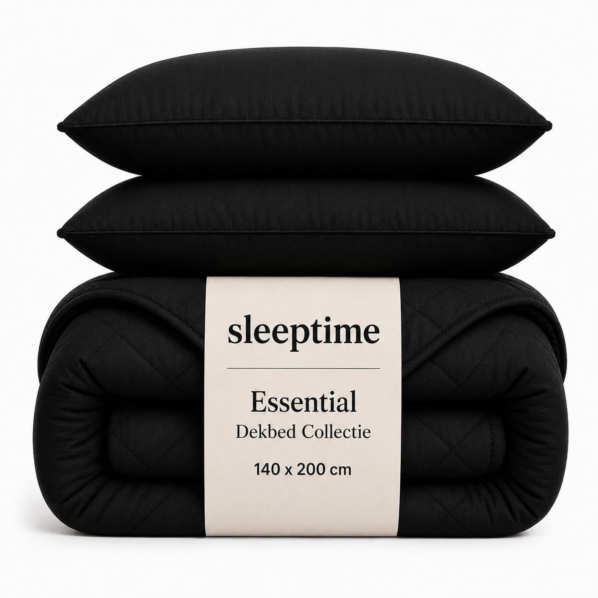Sleeptime 2 in 1 Dekbed - Dekbed zonder Overtrek Inclusief Kussensloop - 140x200 - Zwart
