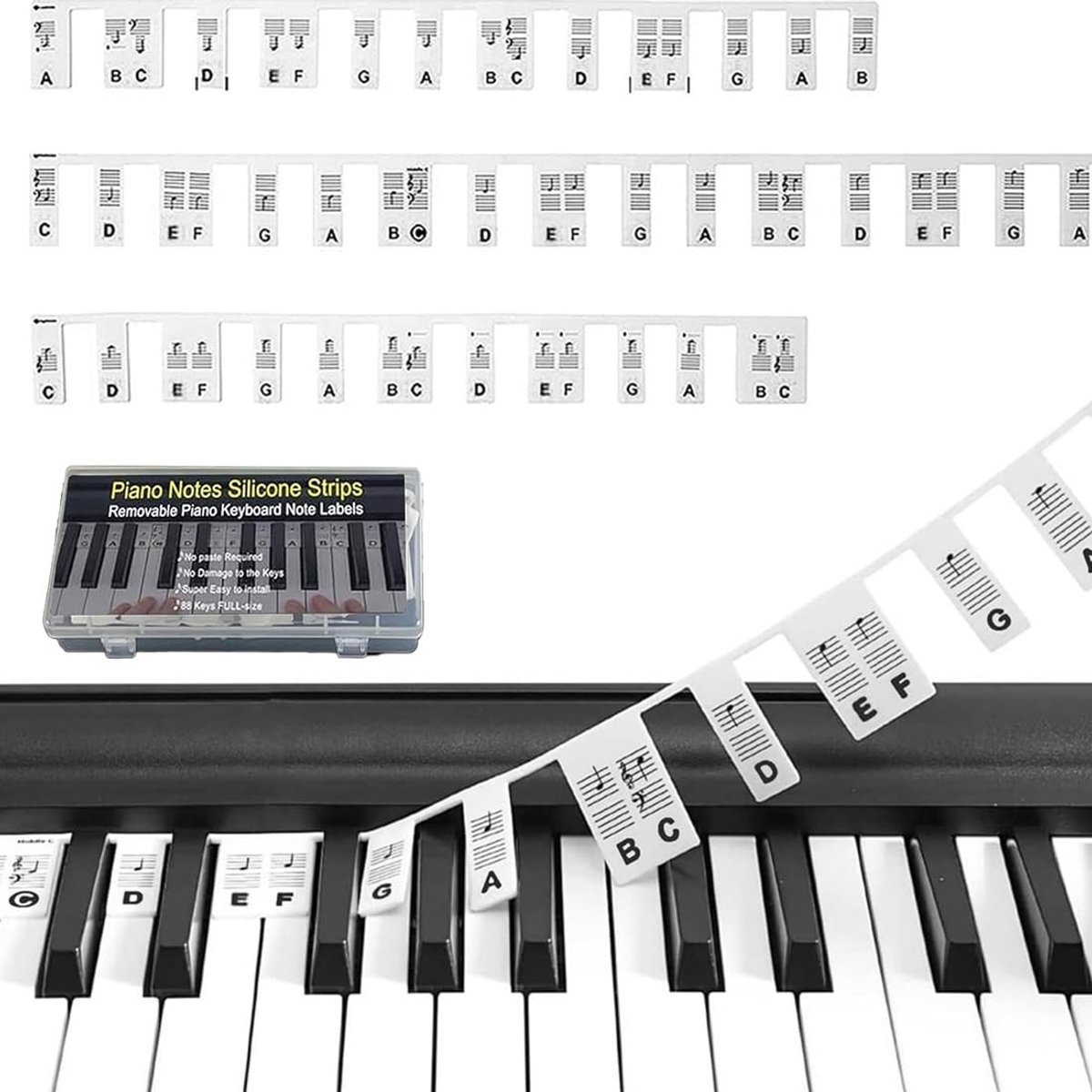 Solidchoice - Pianonotengids voor Beginners - 88/61 Afneembare Toetsenbordetiketten