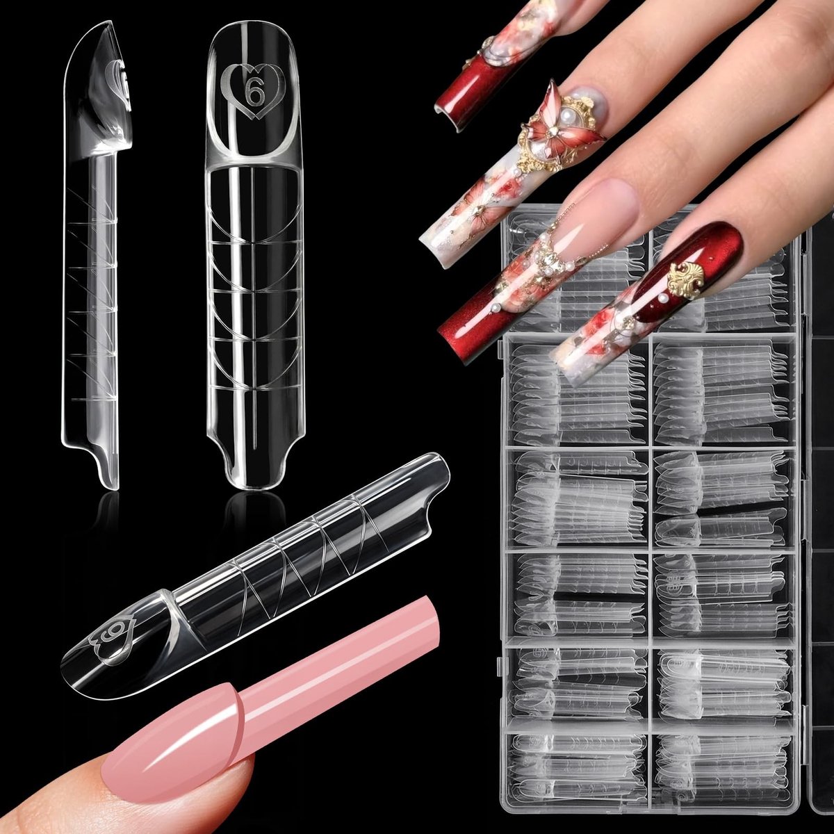 Solidchoice - 150 Stuks 3D Franse Dubbele Nagelvormen - Nagelverlenging en Beeldhouwen