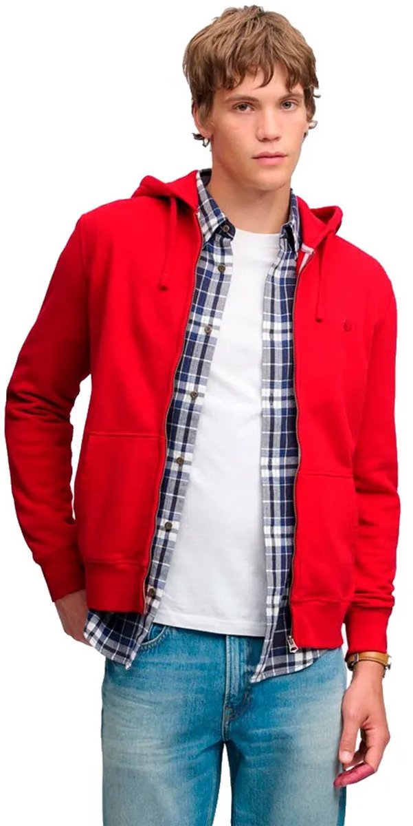 Superdry Essential SD Co Logo Zip Hoodie Heren Hoodies Rood