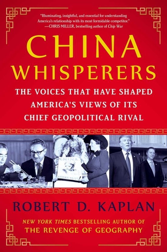 Couverture de livre avec le titre "CHINA WHISPERERS". Avec des photos de différentes personnes et du texte sur la relation de l'Amérique avec la Chine.