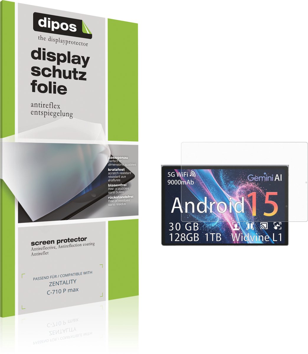 dipos – 2x Matte Beschermfolie geschikt voor ZENTALITY C-710 P max | Krasbestendige & antireflecterende Screenprotector Ultra-Thin