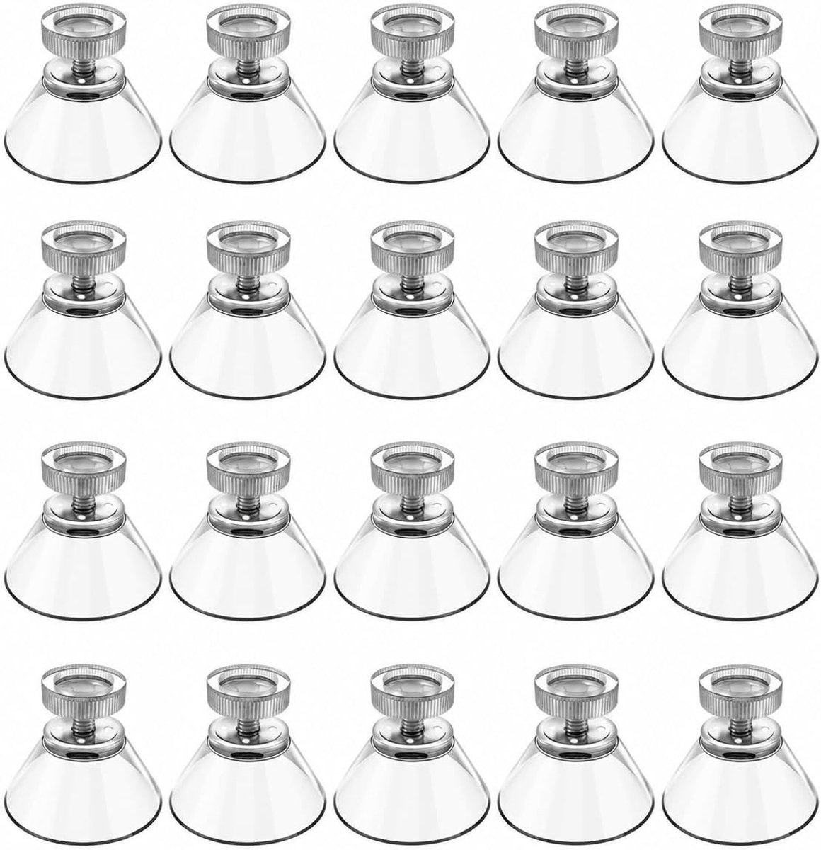 Zuignaphaken - Transparant - Diameter 25 mm - Extra Sterk PVC - Voor Gladde Oppervlakken