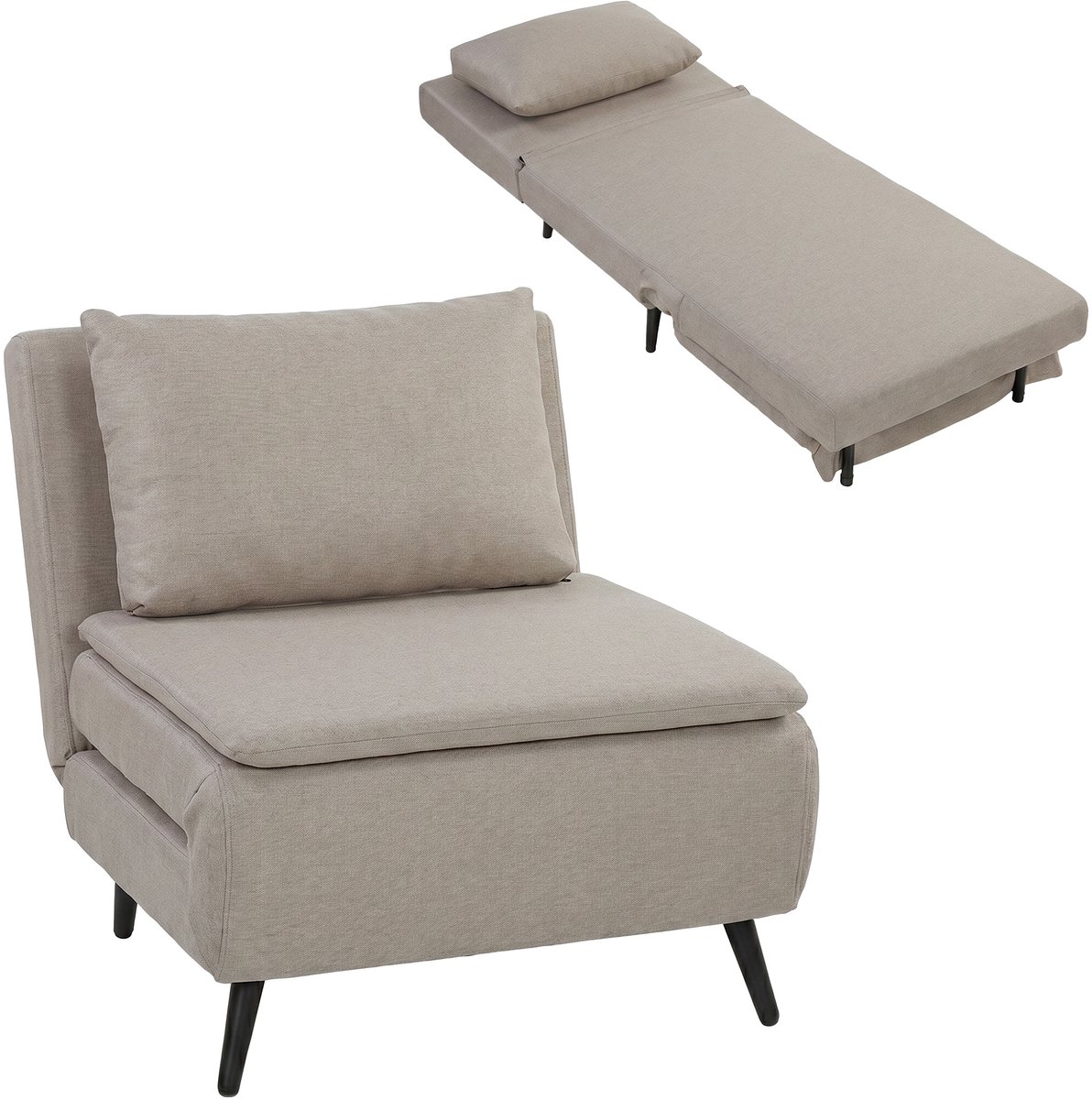 Homcom Stoelbeddengoed (100% polyester) - 75 x 88 x 78 cm - Lichtbruin