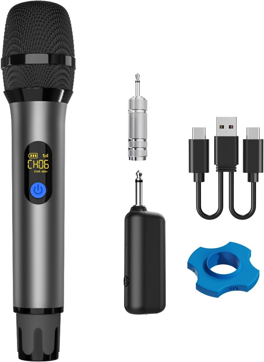 Solidchoice - Draadloze Handmicrofoon met Oplaadbare Ontvanger - Ideaal voor Karaoke en Bruiloften