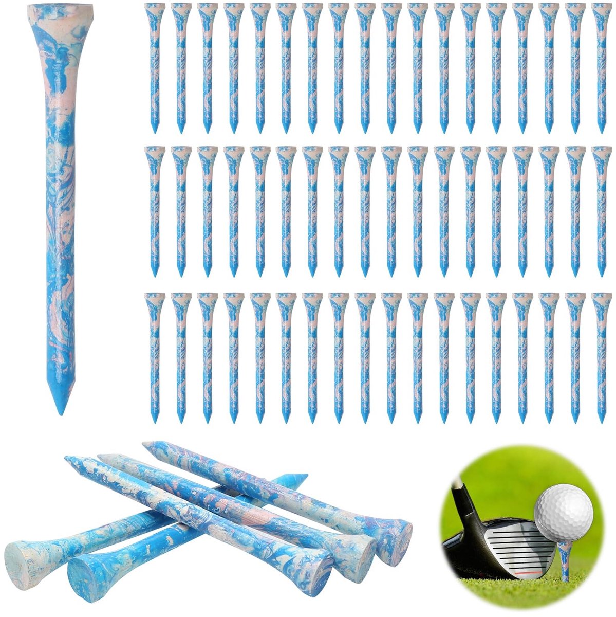 Solidchoice - Bamboe Golf Tees, 60 Stuks, Duurzaam en Biologisch Afbreekbaar
