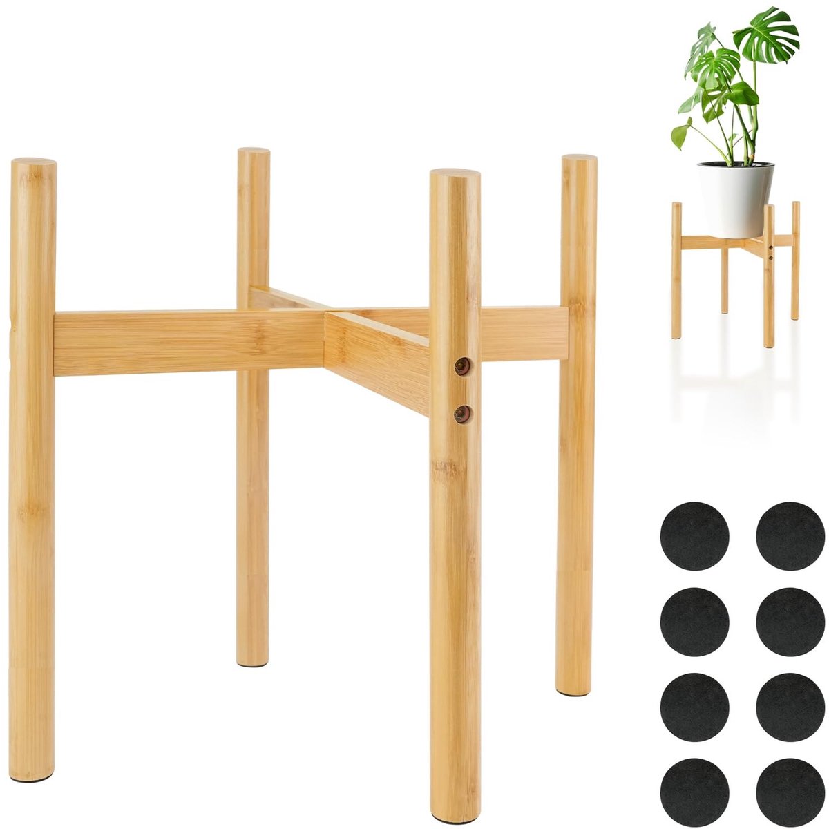 Solidchoice - Verstelbare Houten Plantstandaard voor Binnen en Buiten - 33cm