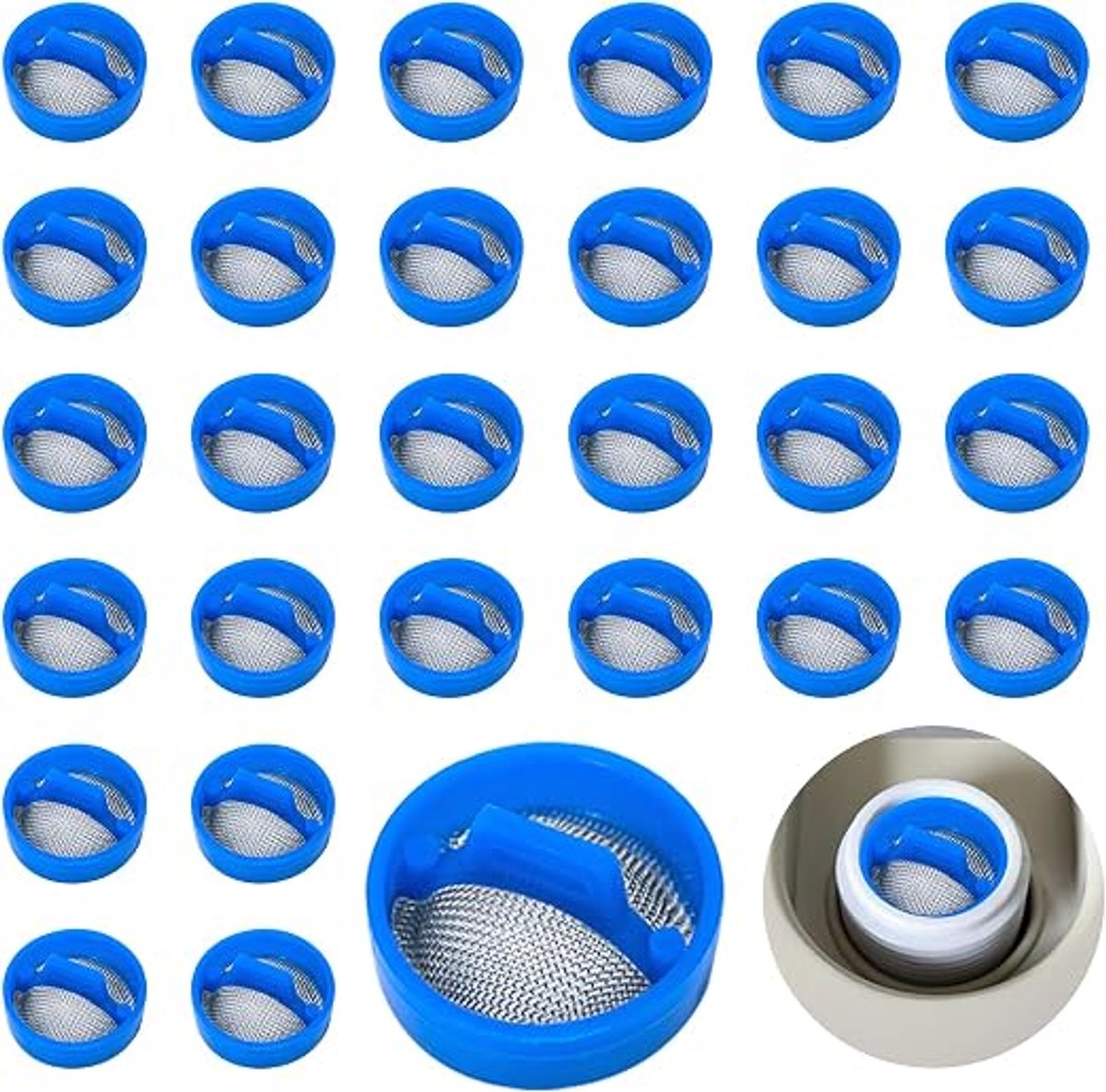 Wasmachinefilter - 30 Stuks - Wasmachineslangfilter - Inlaatklepfilter - Herbruikbaar - Haarvanger - Haar Vanger - Onderdelen Voor Wasmachines - Geschikt Voor Automatische Wasmachine-Accessoires - Blauw