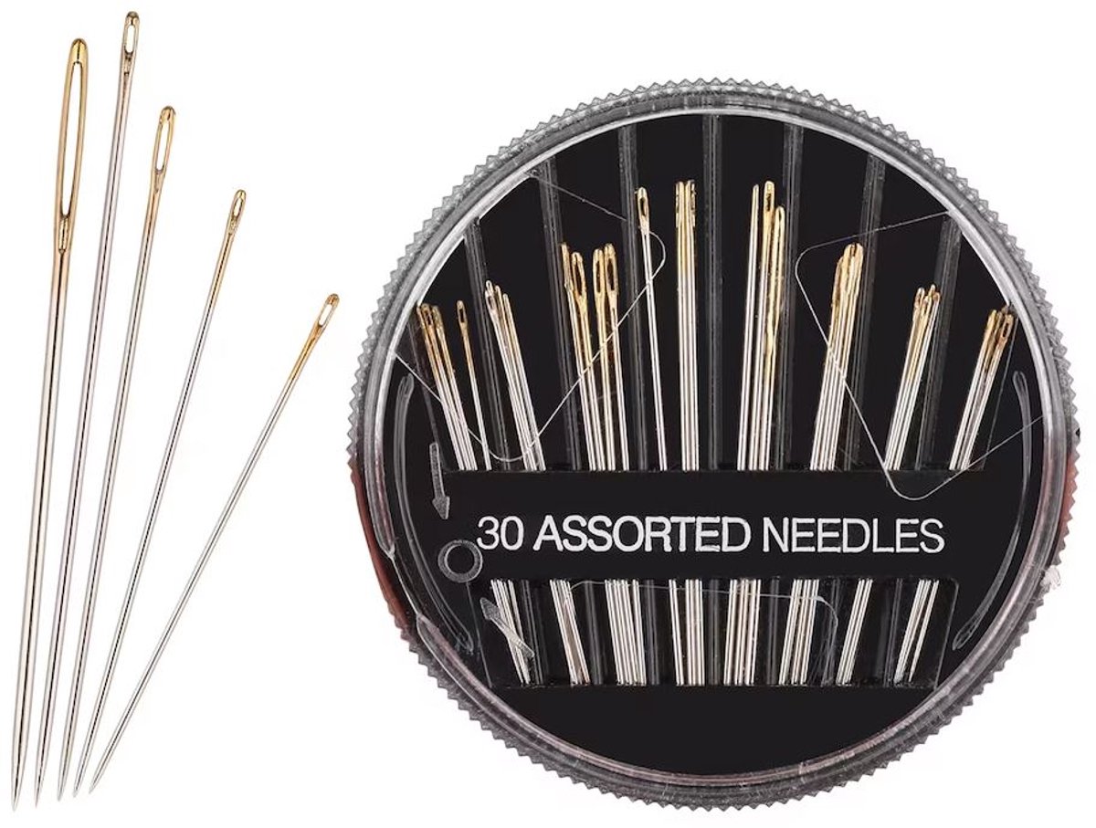 30-delige Naaldenset - Naai naalden - Kleding naaien - Naaldjes - Naaiaccessoires - Sewing needles - Handarbeid - RVS - Jonyx