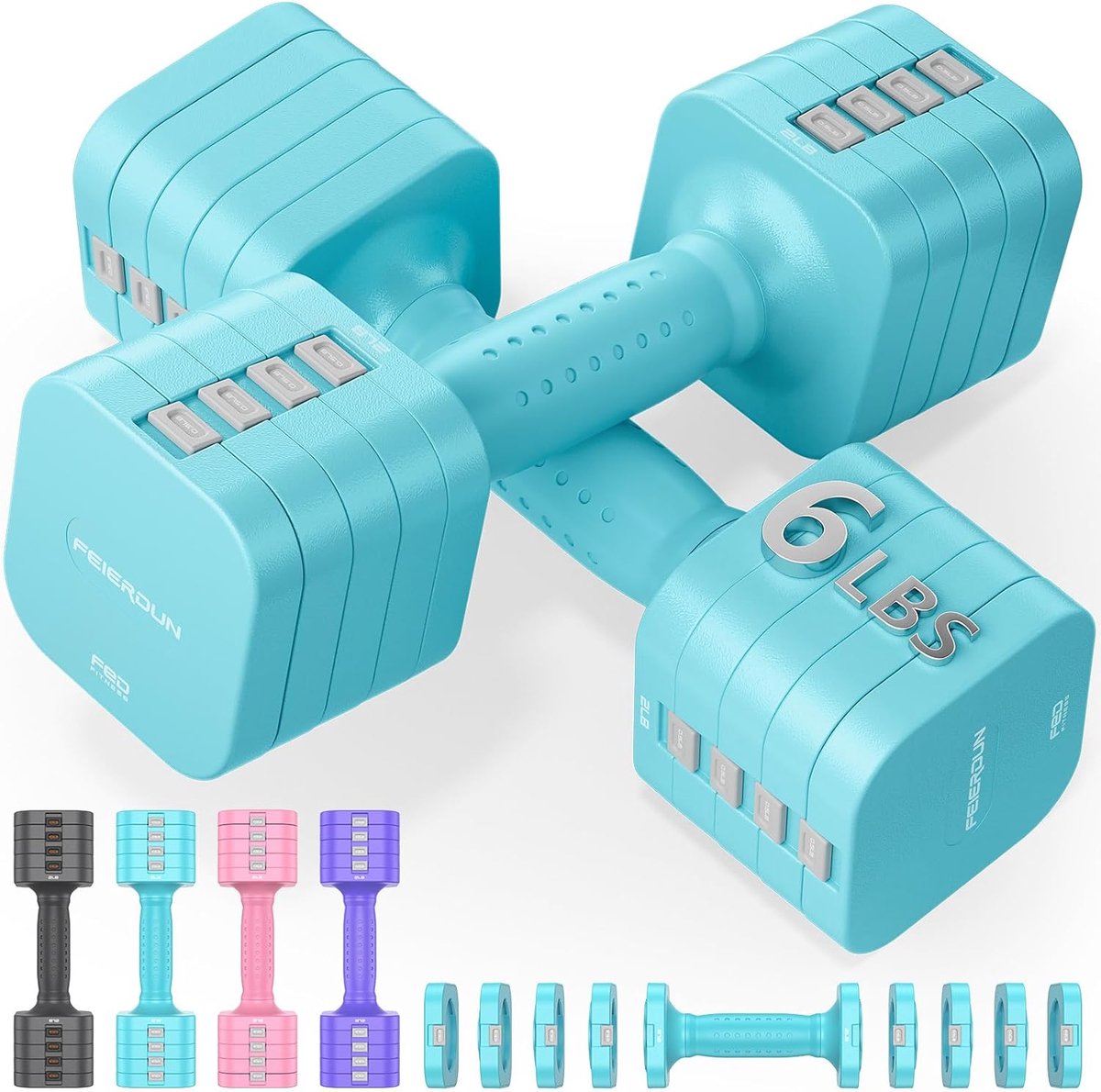 Verstelbare Halterset 5-in-1 - 2,7 kg per Halter - Totaal 5,4 kg - Snel Verstelbare Dumbbells - Compacte Gewichten voor Thuis