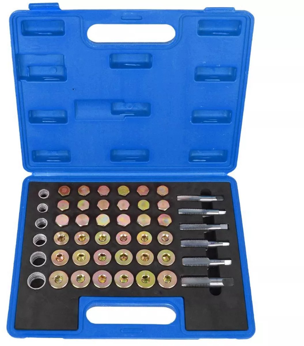 Reparatieset voor schroefdraad - 114-delige set - Aftapplug - M13 M15 M17 M20 M22 - Speciaal reparatiegereedschap