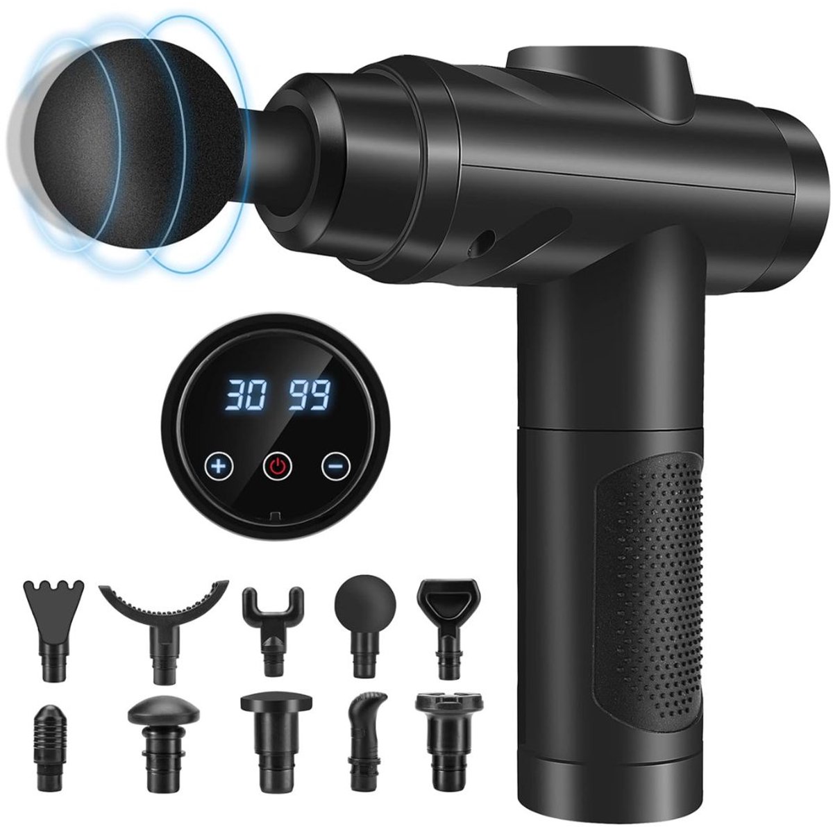 JCP® Massagengun - Massage Gun - Massage Pistool - Zwart - 10cm x 10cm x 10cm