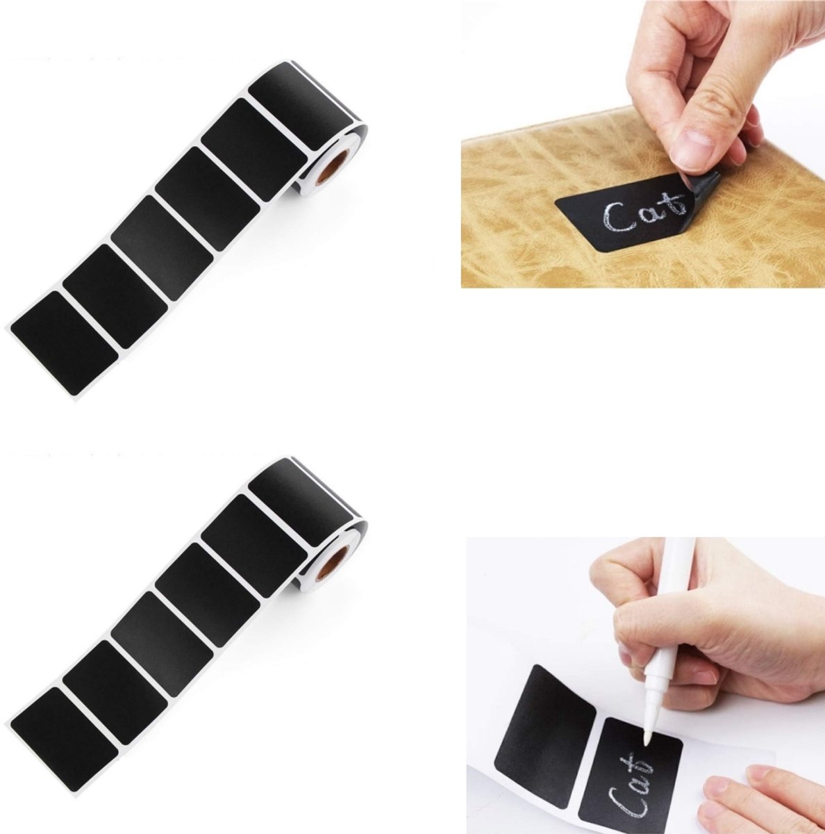 600 stuks labels - witte pen - bordlabels - glazen pot labels - pottenlabels - kruidenlabels - afscheurbaar - waterdicht - groot formaat - huisaccessoires - geschikt voor keuken, studeerkamer, kantoor (zwart, 5,5*5,8 cm)