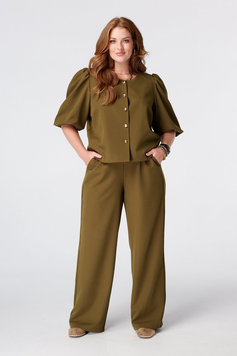 MS Mode Broek Wide-leg pantalon met zijstreep