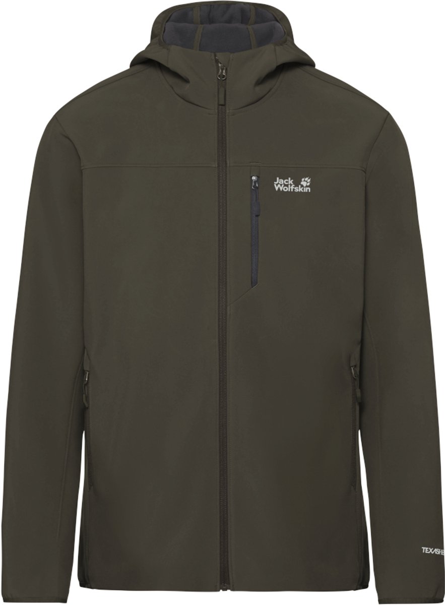 Jack Wolfskin WILD WINDS HOODED JKT Heren Outdoorjas Obsidian Moss
