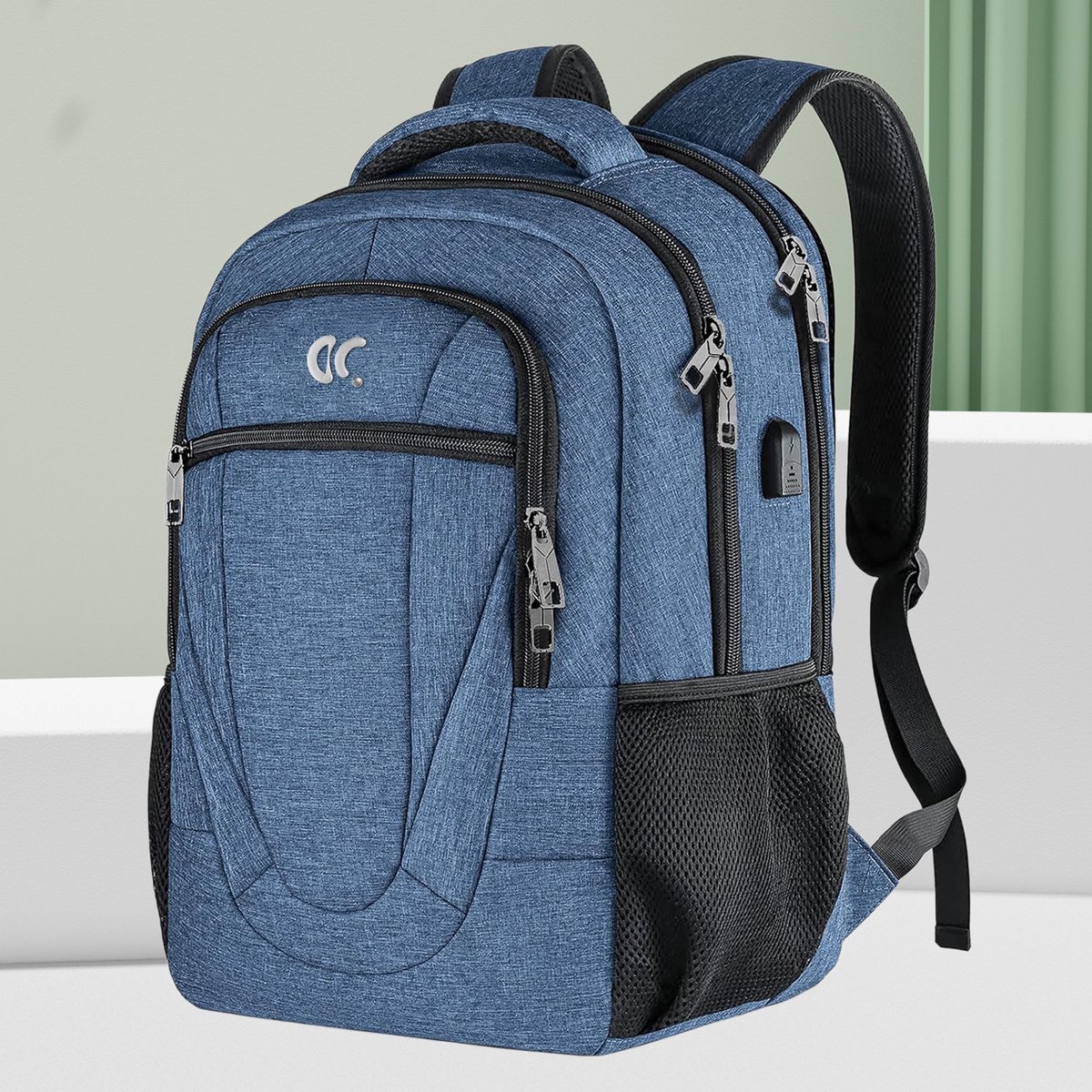 COVREO Laptoprugzak 49x33x6 cm blauw zwart, Oxford cloth, anti-diefstal