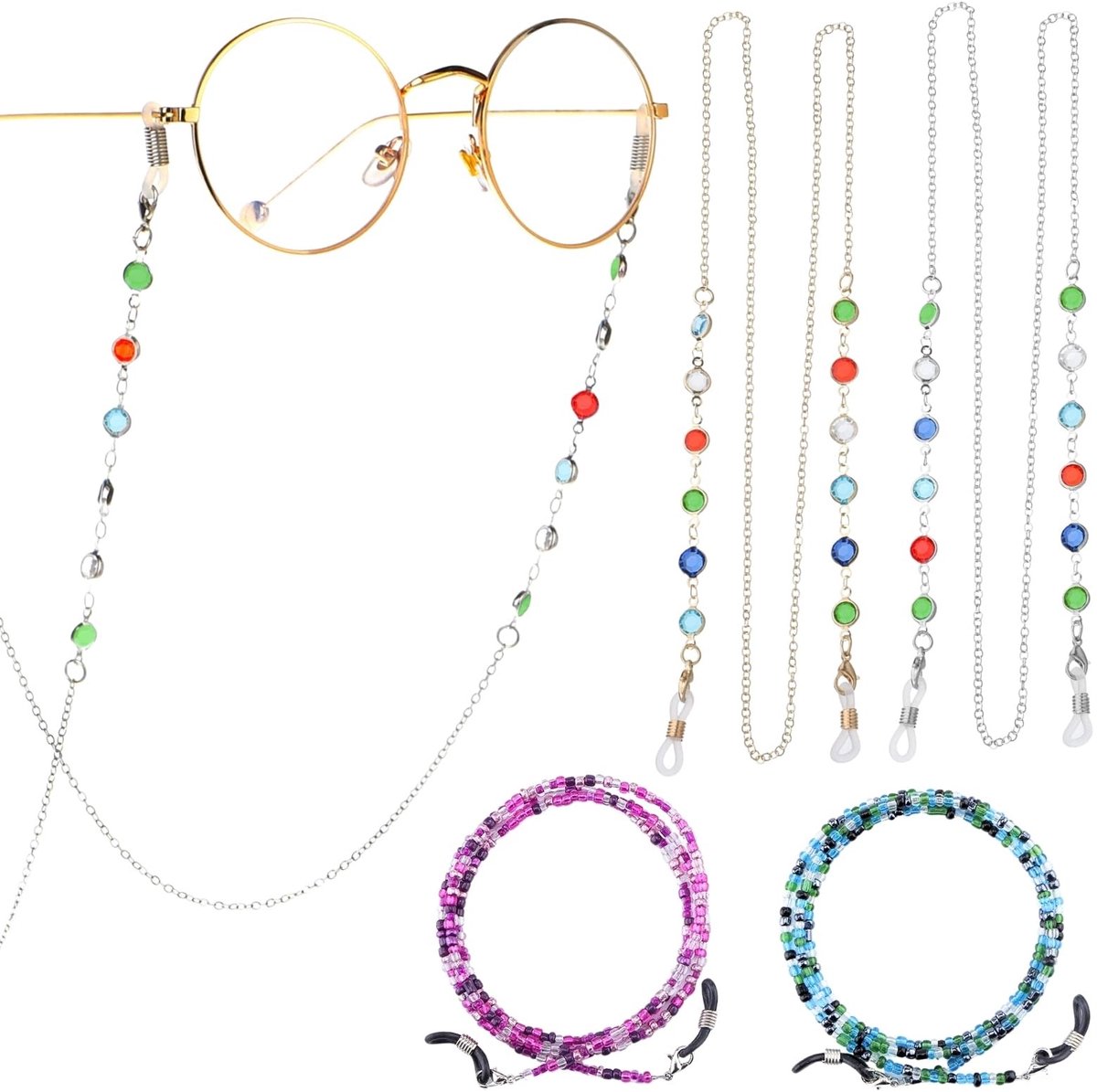 Solidchoice - Set van 4 Delicate Brilkettingen voor Dames