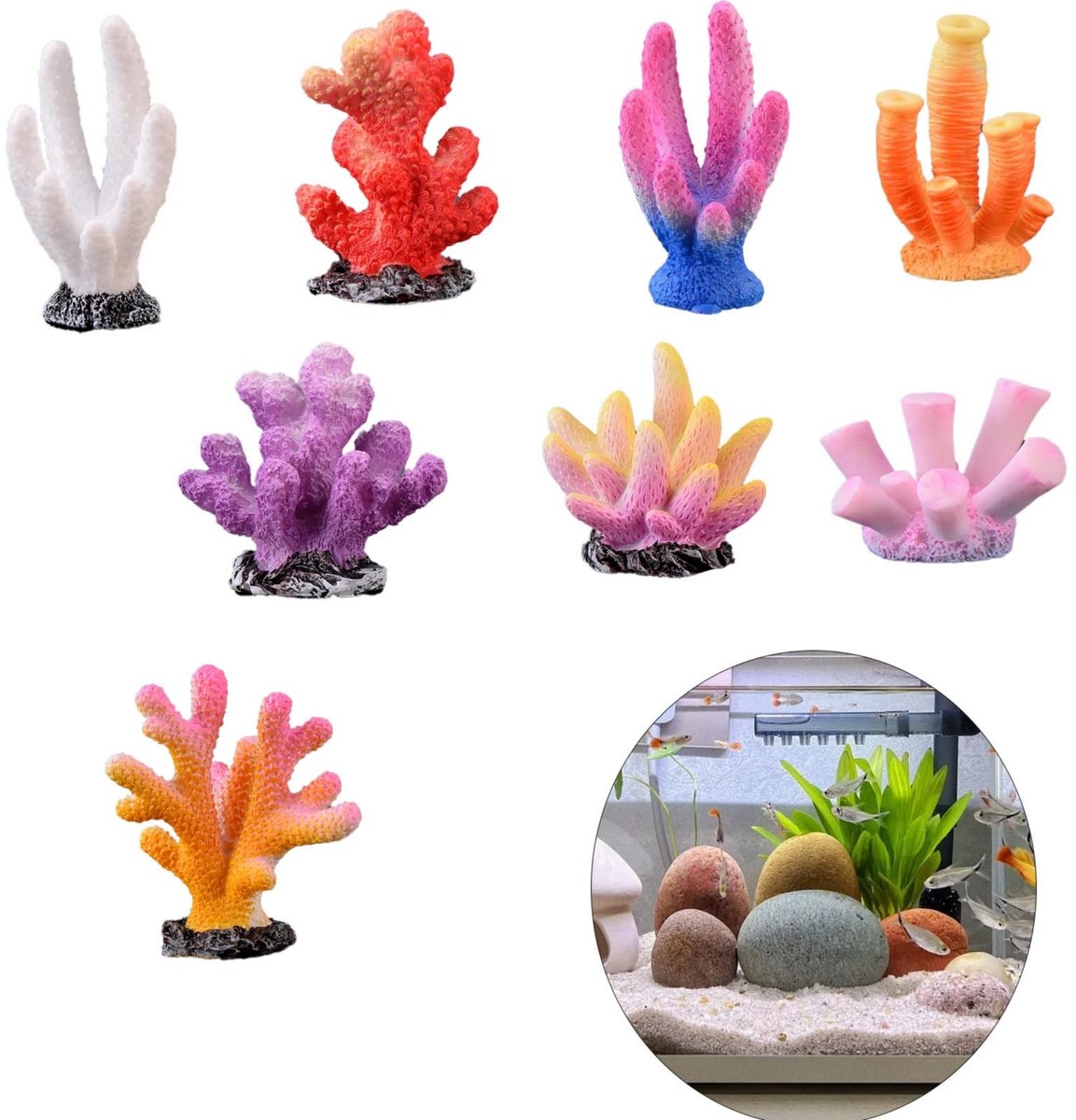 Solidchoice - Set van 8 Mini Koraal Decoraties voor Aquarium