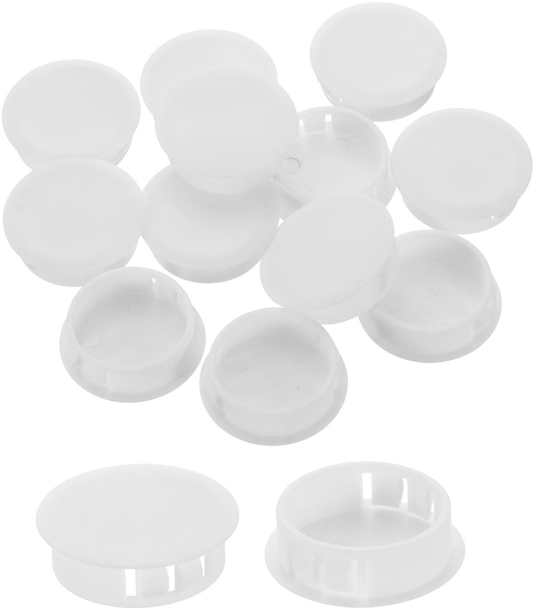 Solidchoice - 12 Stuks Kunststof Gatstoppers, Ronde Paneelstoppers, Wit