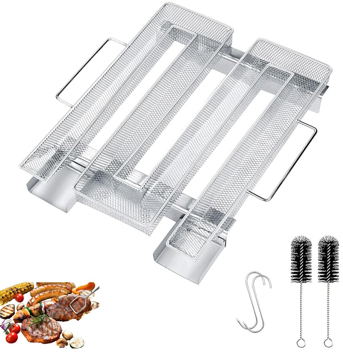 Solidchoice - RVS Koud Rookgenerator met Handvat en 2 Vlees Haken