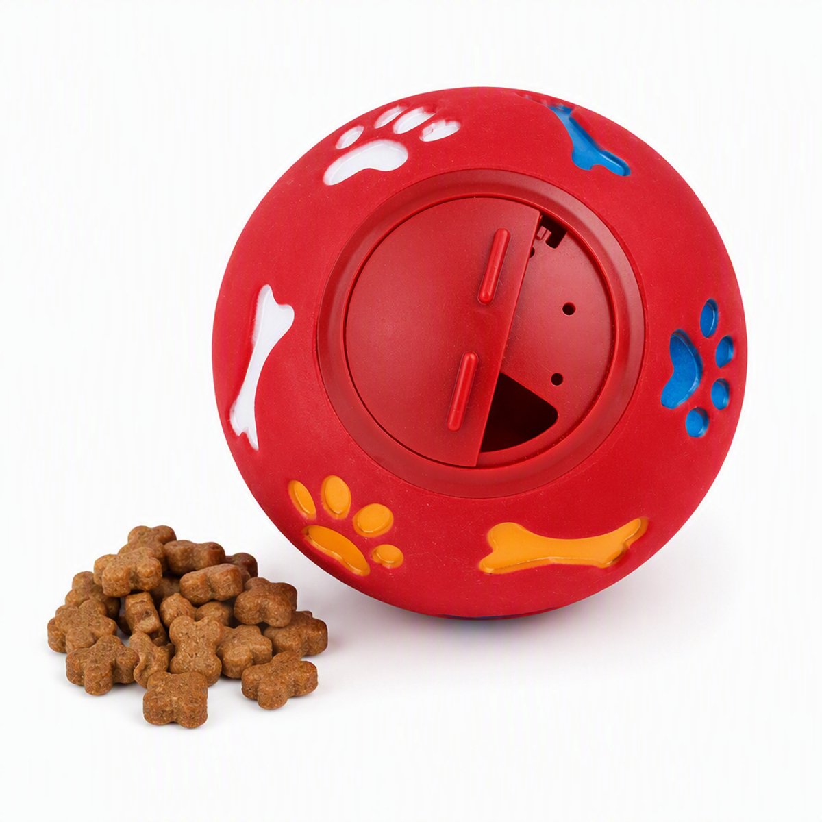 Loha party® Snackbal Honden - Denkspel Hond - Interactief Speelgoed - Honden Speelgoed - Slowfeeder - 11cm - Voor Hond Kat - rood