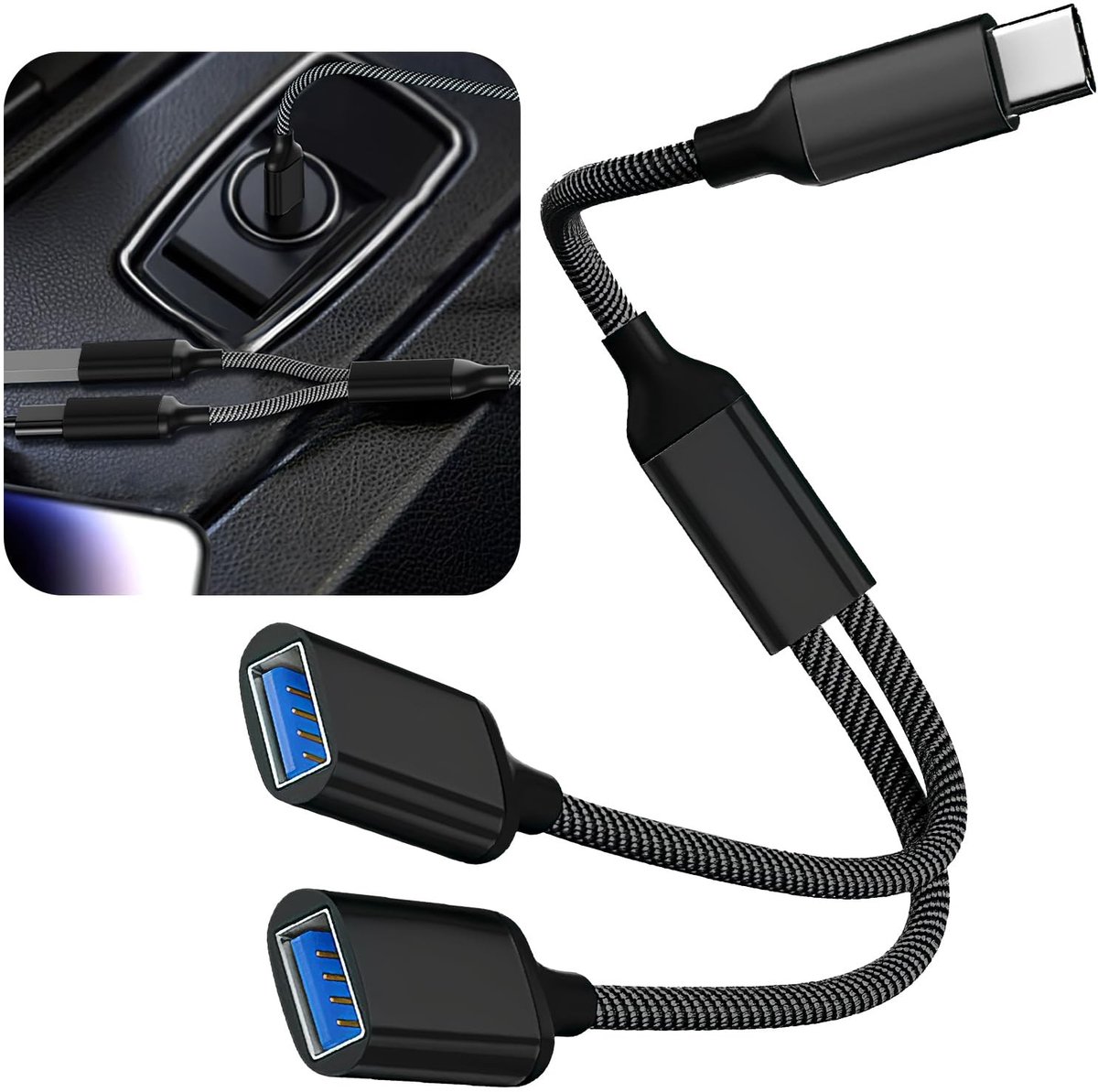 Solidchoice - Type C Splitter Adapter met 2 USB-A Poorten
