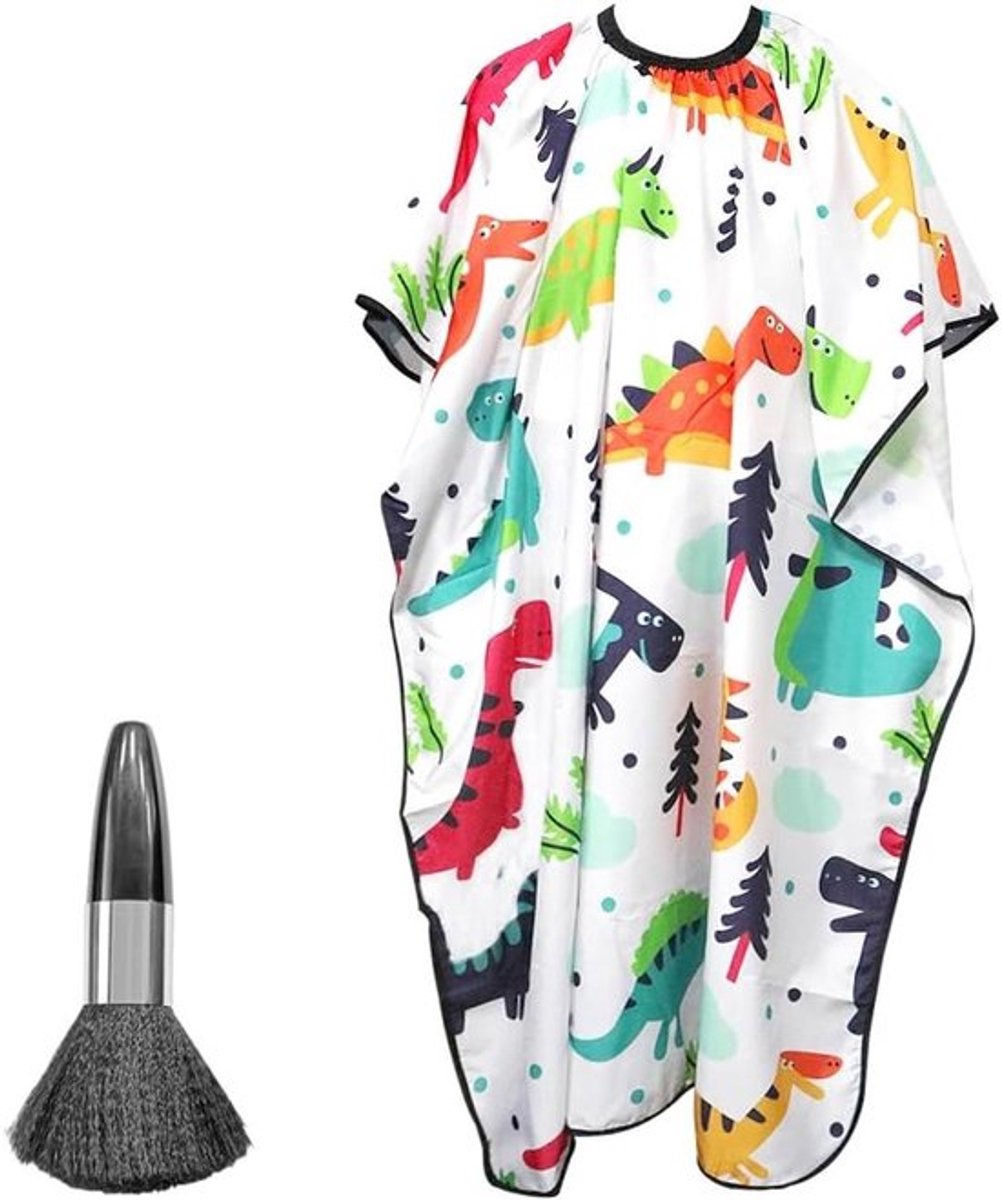 Waterdichte Kapperscape voor Kinderen met Dinosaurussen, Snap Closure en Borstel - 140x102 cm, Ideaal voor Knippen en Stylen van Haar voor Jongens en Meisjes