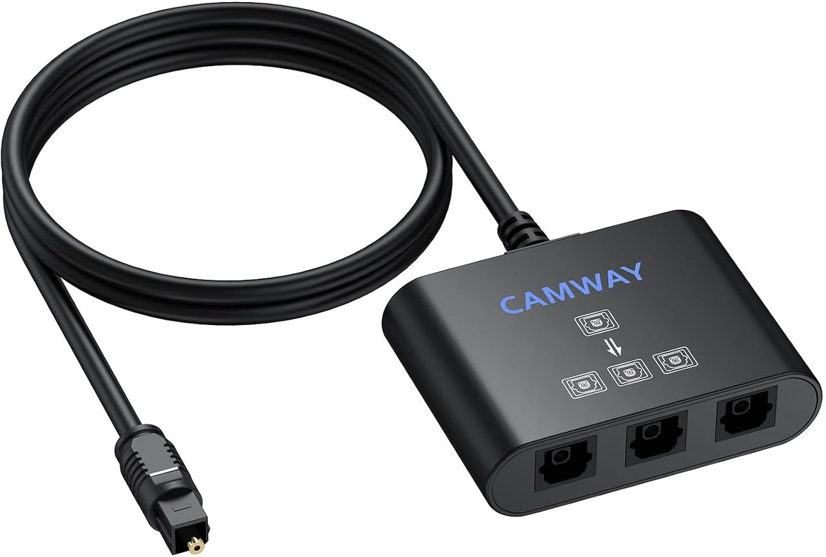 Toslink Splitter 1 in 3 Out - digitale audio optische splitter met 1 m kabel - voor thuisbioscoop Xbox PS5 - PS4 soundbars