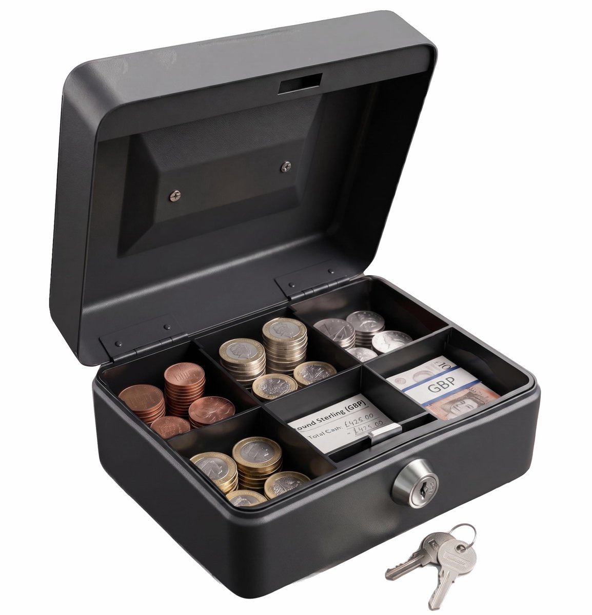 Requisite Needs Metalen Spaarpot Tin 6 "Staal Cash Kluis Kleine Cash Storting Tin met Slot 2 Sleutels voor Veiligheid - ShopVlot