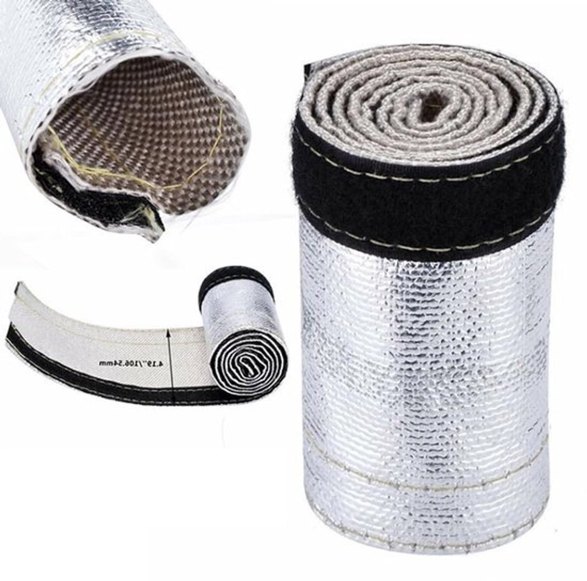 Hittebestendige glasvezel stofkap, aluminium warmtebescherming tot 260°C, afmetingen L 60 cm x B 10,6 cm, ideaal voor hoge temperaturen en isolatie