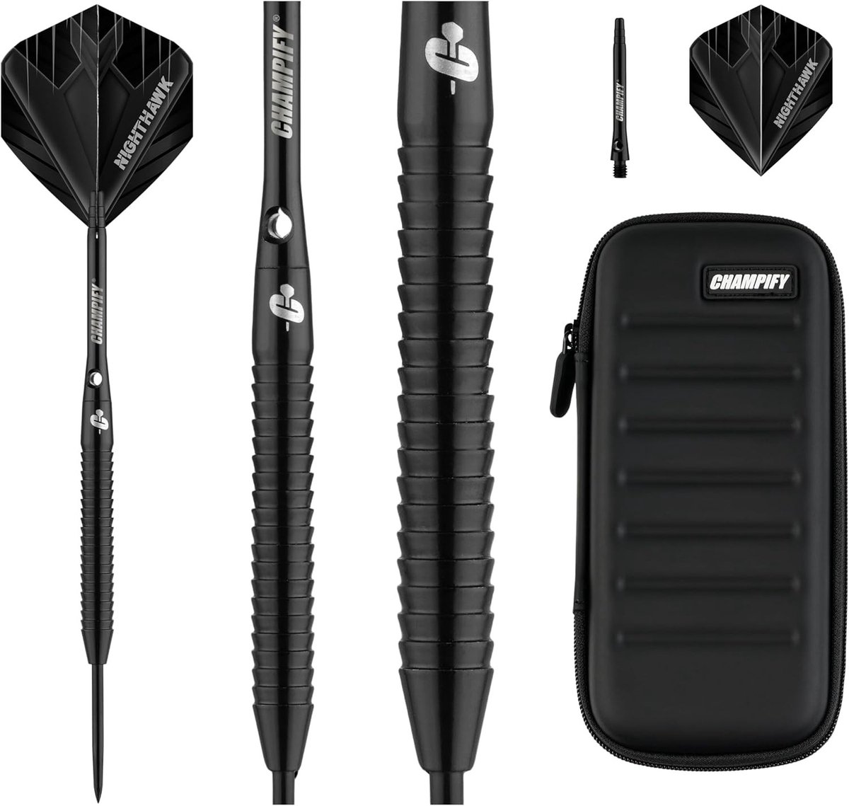 Darts Set - Zwart - 23 g - 90% Wolfraam met Aluminium Shafts en Flights - Voor Dartsportliefhebbers