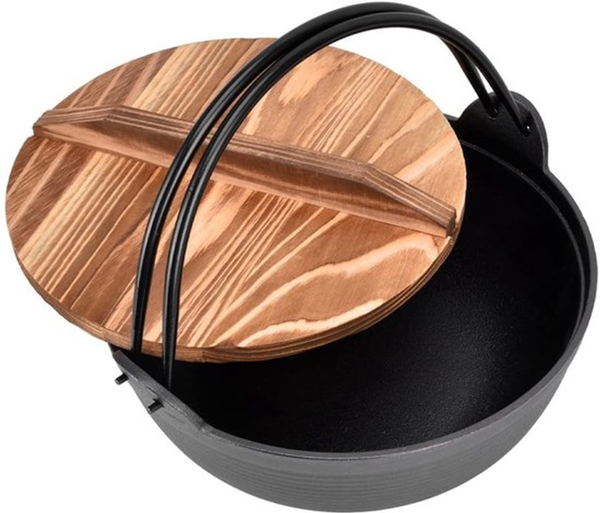 Sukiyaki Pot Gietijzer - Multifunctionele Pot - Diameter 14 cm - Voor Thuisgebruik - Voor Noedels/Shabu Shabu - Afmetingen 25 x 25 x 9,5 cm - Gietijzeren Pan