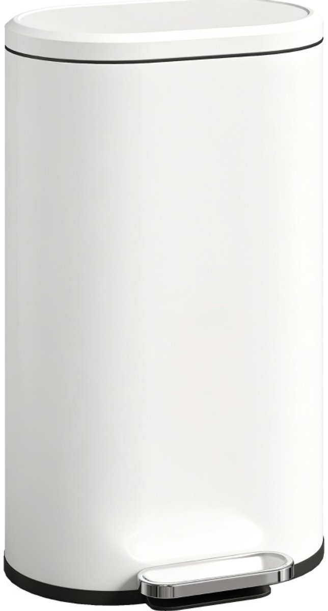 COVREO Pedaalemmer 30 L 36,5 x 31 x 61 cm crèmewit metaal, soft-close