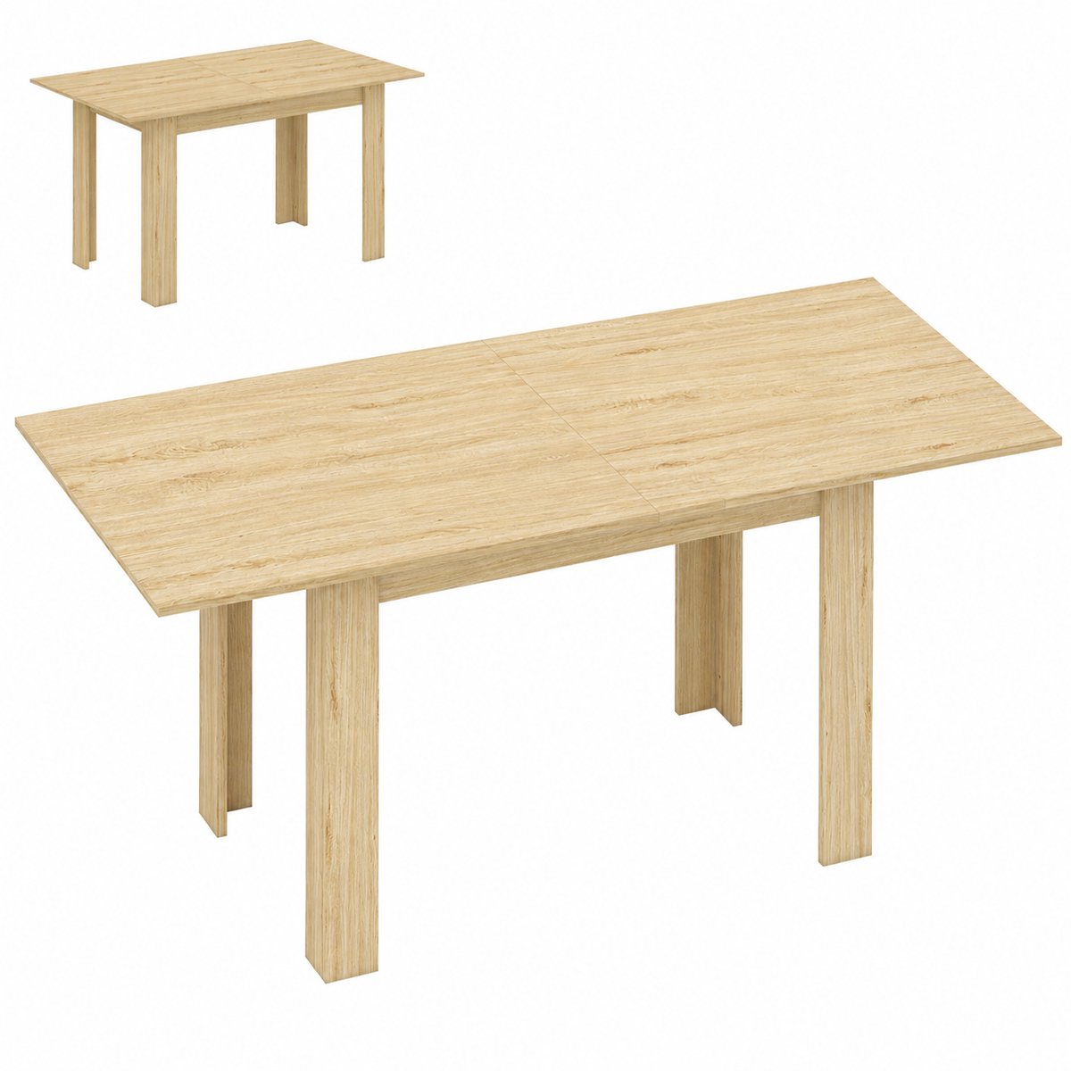 Sello! uitschuifbare tafel – eettafel – keukentafel – 6/8 personen – draagvermogen 50kg – 140/180 cm – natuurlijke houtlook eiken