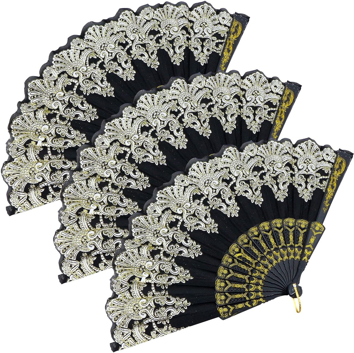 Solidchoice - Set van 3 Handfans voor Bruiloften en Feesten