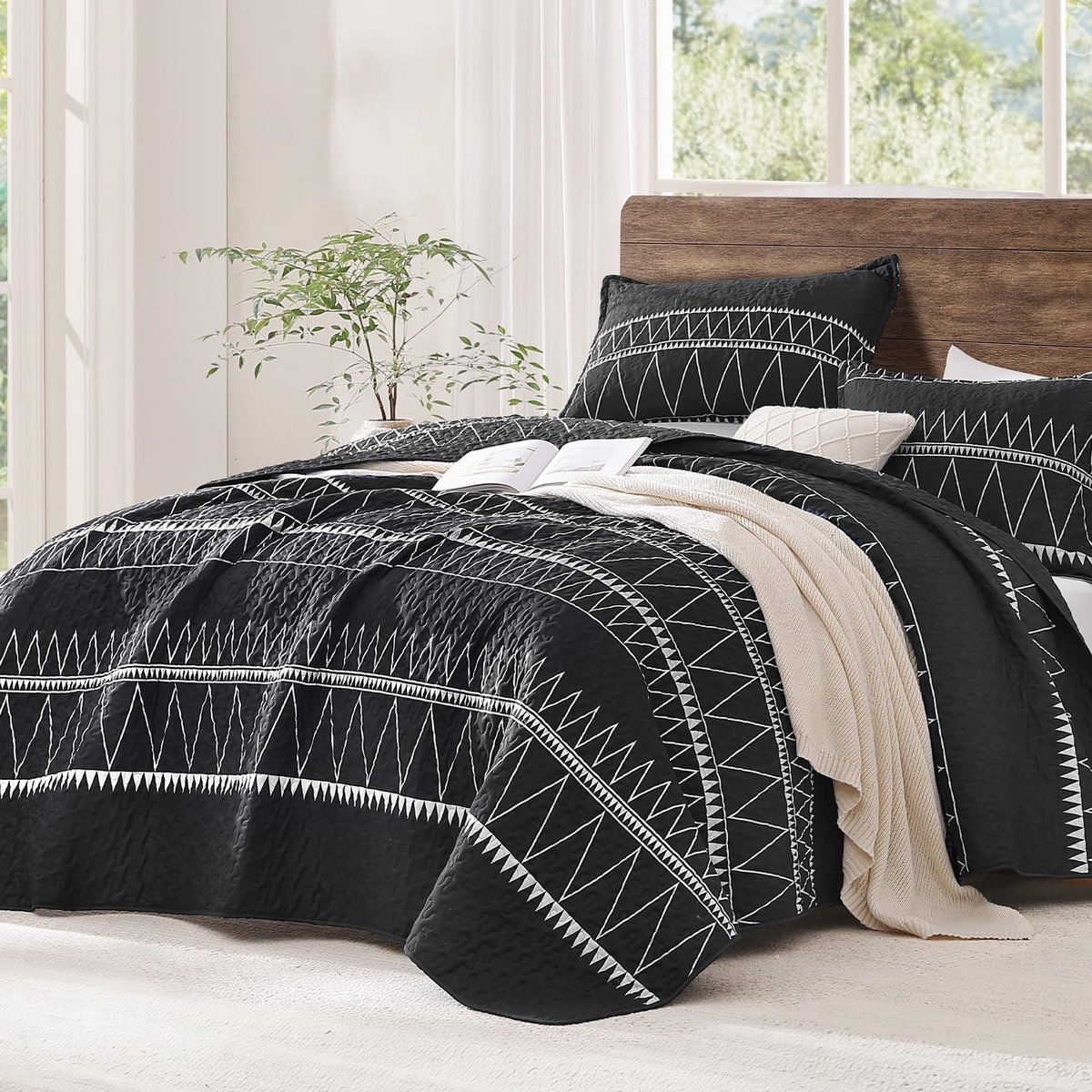 Solidchoice - Bohemian Quilt Set - King Size - 3 Delen - Zwart