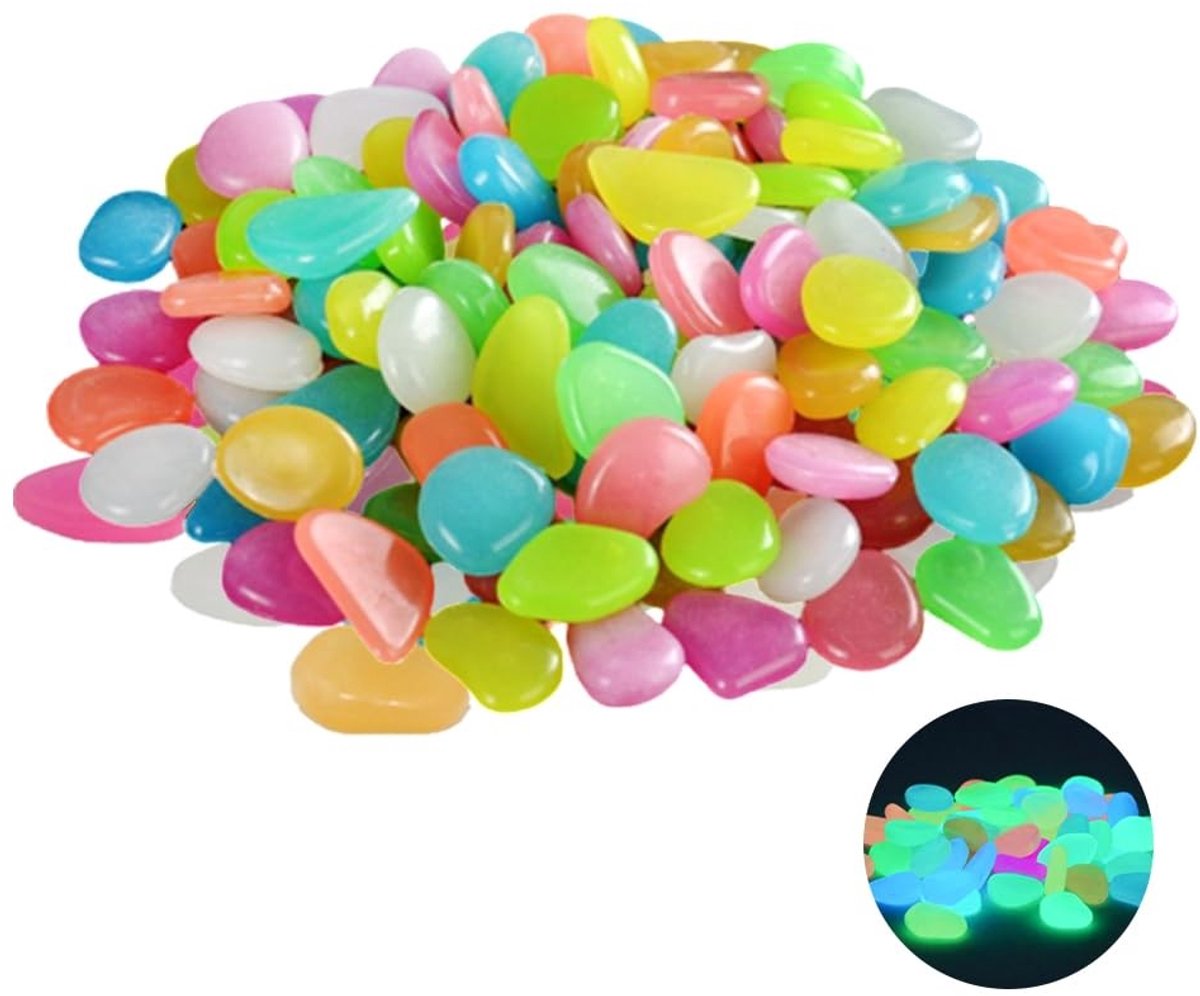 Solidchoice - 200 Stuks Lichtgevende Kiezelstenen voor de Tuin - Decoratieve Fluorescerende Stenen