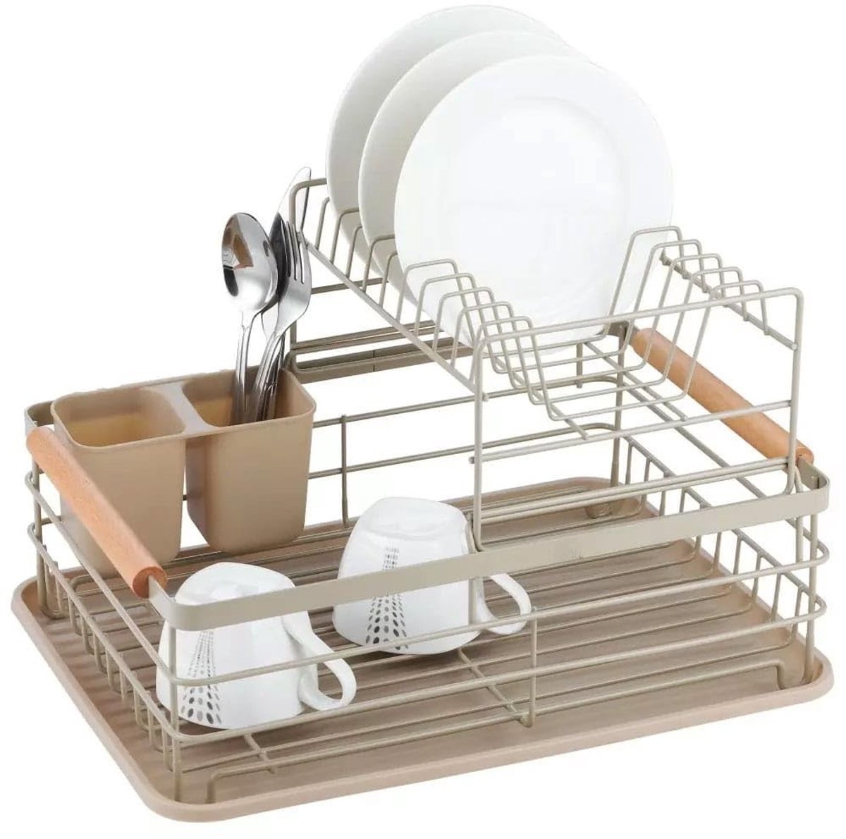 Solidchoice - 2-traps Afdruiprek voor Servies met Bestekhouder