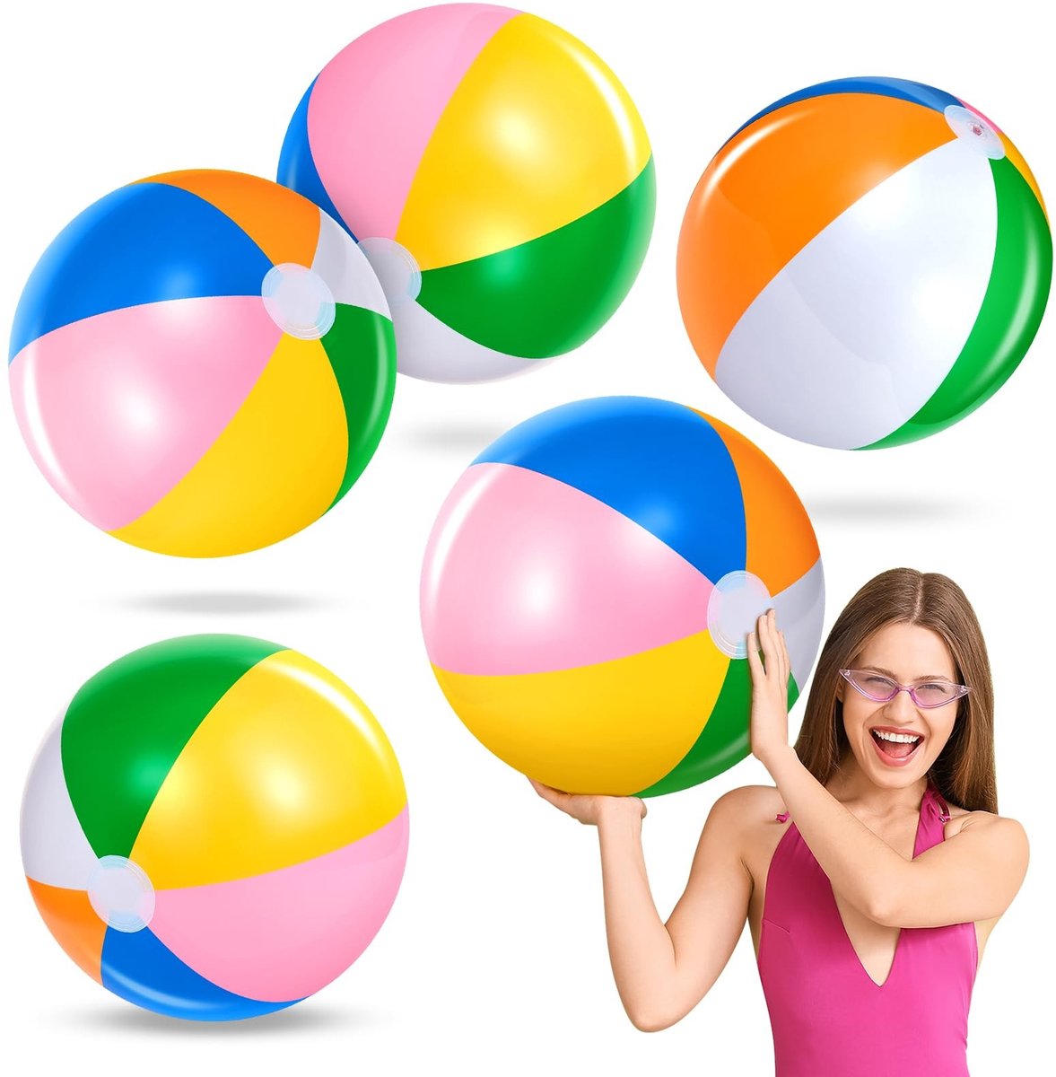 Solidchoice - Opblaasbare Strandballonnen 60 cm - 5 Stuks Kleurrijke Zwembadballen