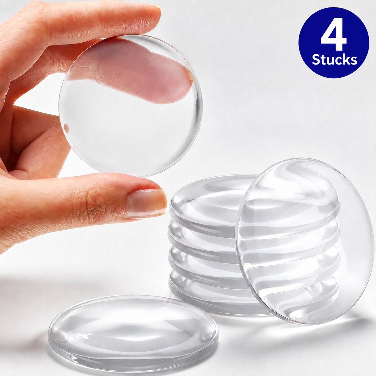 Deurstopper - Deurstoppers Transparant - 4 Stuks - Zelfklevend - Siliconen - Stootdoppen - Ø 8 cm - Deurstoppers voor binnen en buiten
