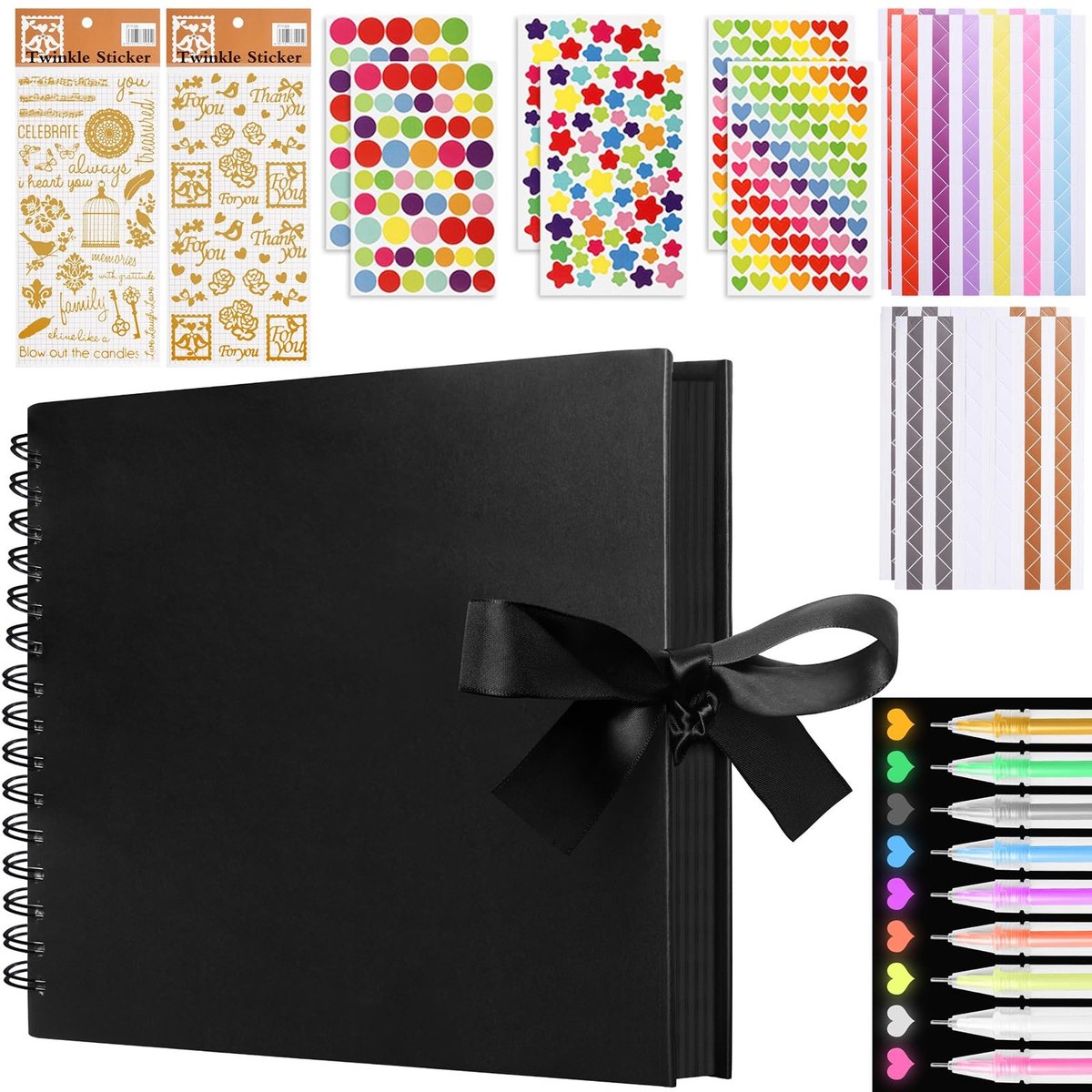 Solidchoice - DIY Fotoalbum met Zwarte Pagina's en Stickers voor 160 Foto's