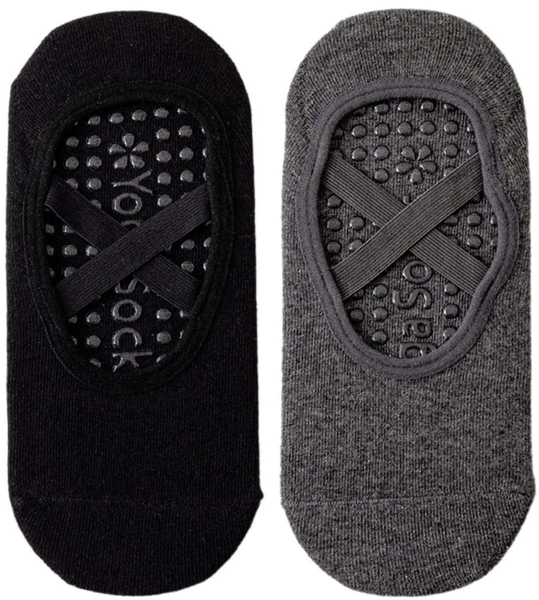 Solidchoice - 2 Paar Dames Yoga Sokken met Antislip en Cross Strap