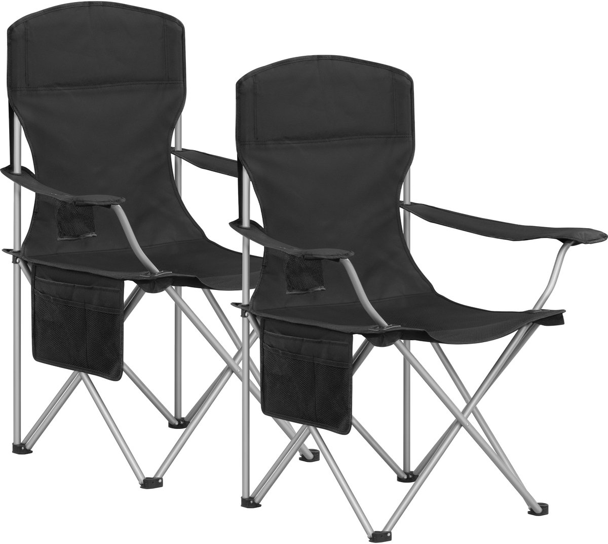 Hzuaneri Campingstoel, Set Van 2, Opvouwbare Campingstoel Met Bekerhouder En Draagtas, Robuuste Constructie (Tot 150 kg), Opvouwbare Visstoel, Tuinstoel Voor Buiten, Zwart