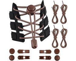 Elastische veters - 4 paar - Veters Met Snelsluiting - Lock laces - Polyester veters - Schoenveters - Volwassenen en kinderen - Universaal Voor Volwassenen - Lengte 108cm - bruin