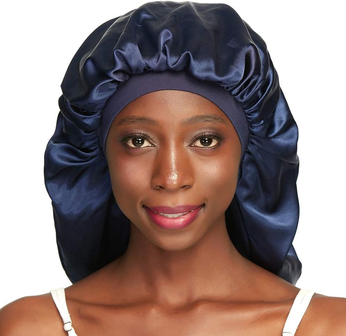 Thijox - Dubbellaags satijnen slaapmuts voor lang haar, vlechten, dreadlocks & krullend haar - Jumbo haarmuts met elastische band, voorkomt haarbreuk,